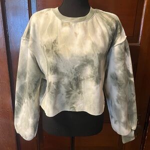 Green and White Tie Dye Sweatshirt
